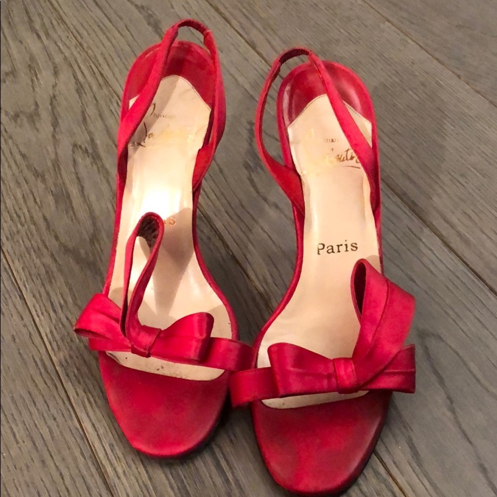 Christian Louboutin red  satin  sandals